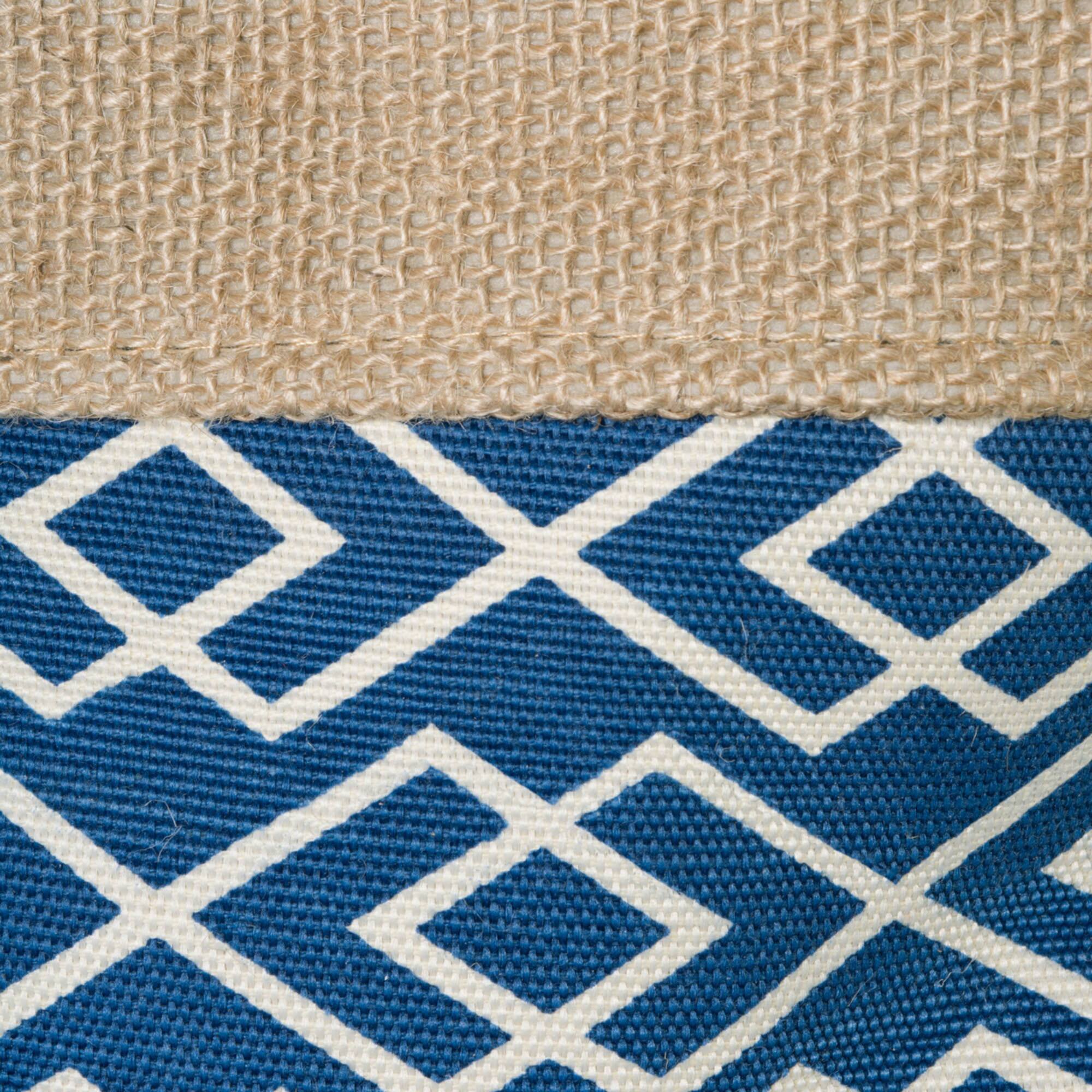 Medium Navy Burlap Diamond Round Bin